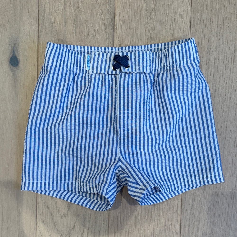 Blue Striped Kids Swim Trunks